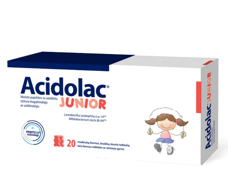 Acidolac JUNIOR, strawberry flavor, 20 chewable tablets