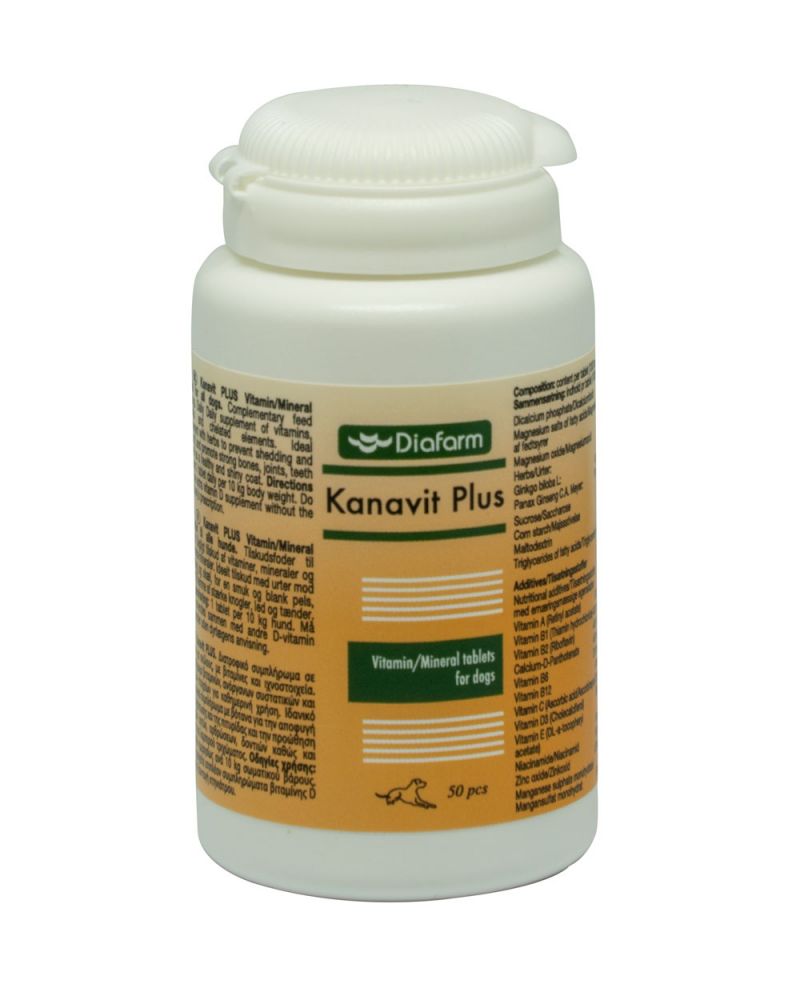 Diafarm Kanavit Plus – Vitaminpräparat für Hunde, 50 Tabletten