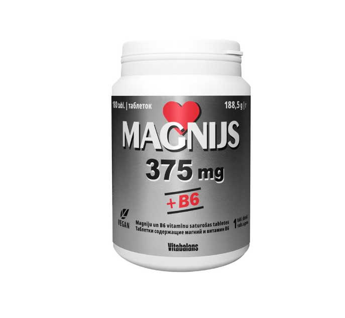 Magnesium 375mg + B6, 180 tablets