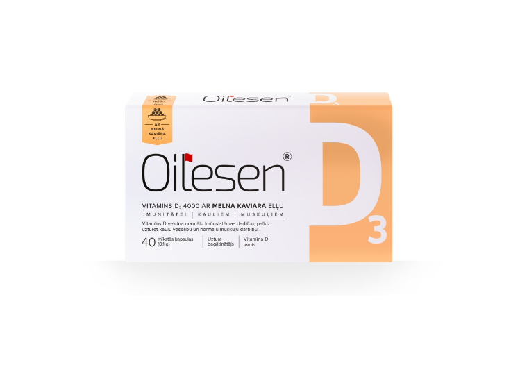 Oilesen Vitamin D3 4000 with Black Caviar Oil, 40 capsules