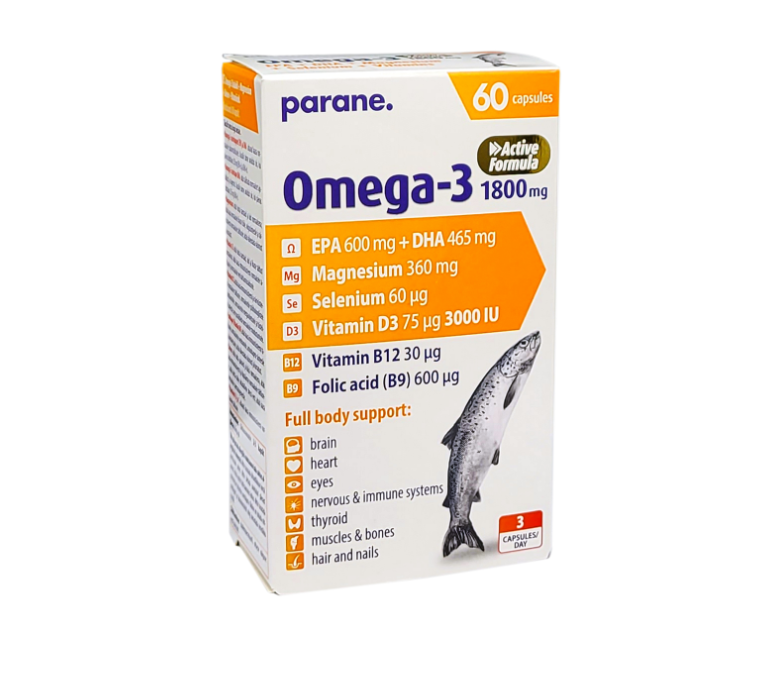 Parane Omega-3 1800 mg + Magnesium + Selenium + Vitamin D3, 60 capsules