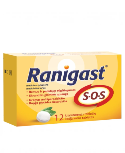 Ranigast SOS, 12 chewable tablets