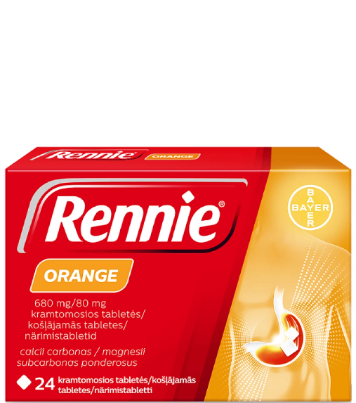 Rennie Orange 680 mg/80 mg, 24 chewable tablets