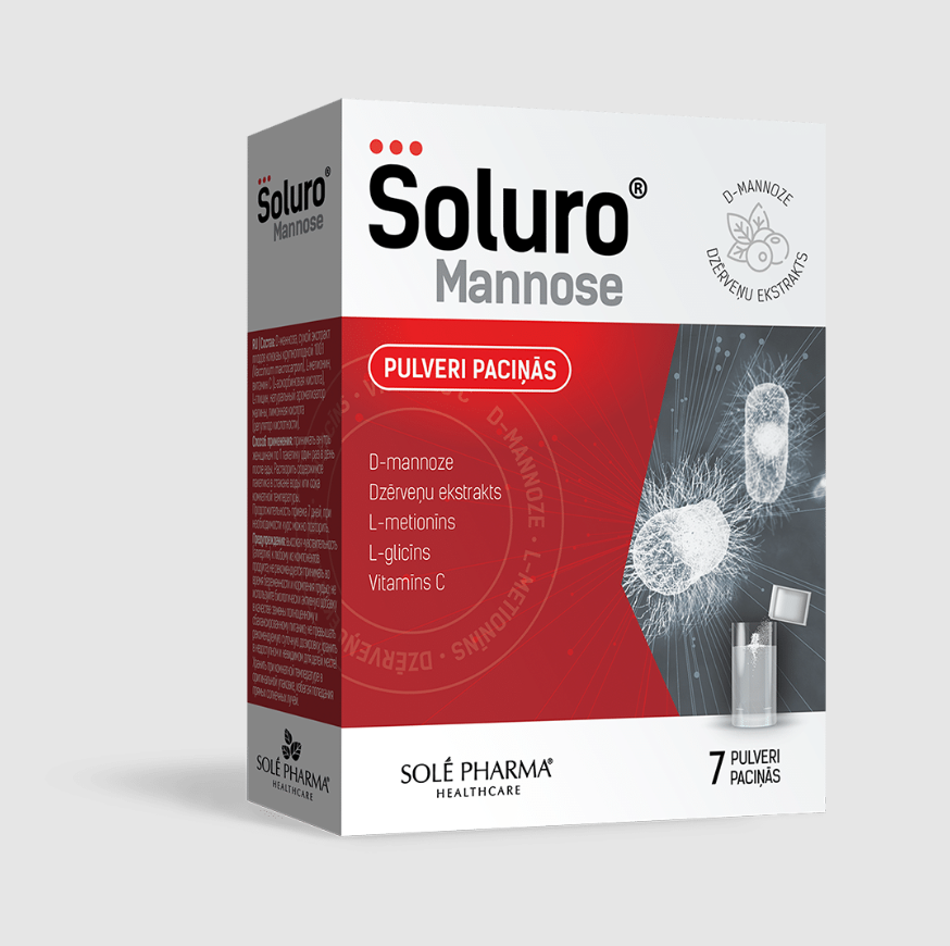 Soluro Mannose with Raspberry Flavor, 7 sachets
