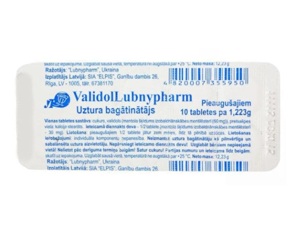 Validol Structure Validol - Fast-acting Heart Relief - 10 Tablets
