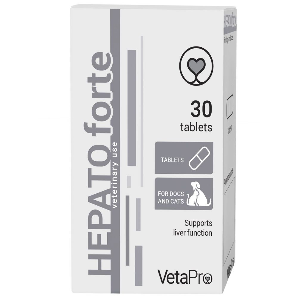 VetaPro Hepatoforte - Liver Health Supplement for Dogs and Cats, 30 tablets