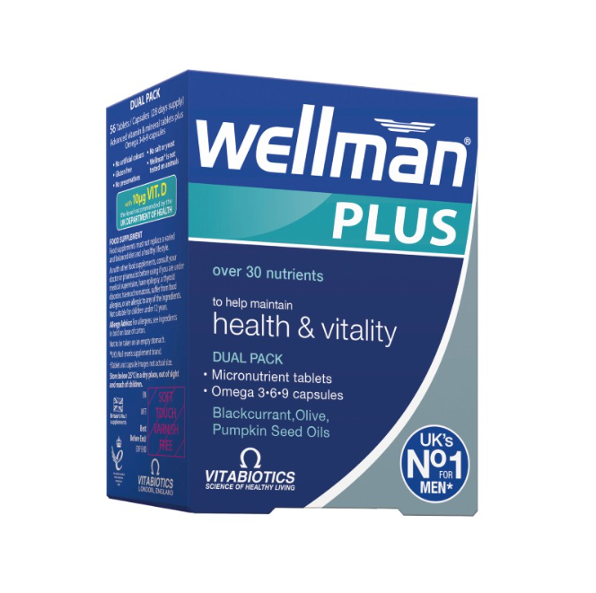 Wellman Plus Omega 3-6-9, 28 tablets and 28 capsules
