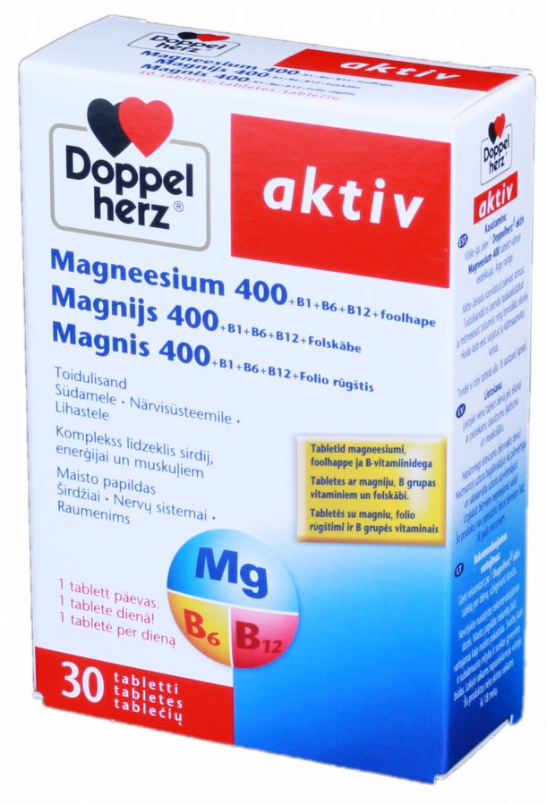 Magnesium Folate Doppelherz Aktiv with Magnesium, Folic Acid and group B Vitamins, 30 t ...