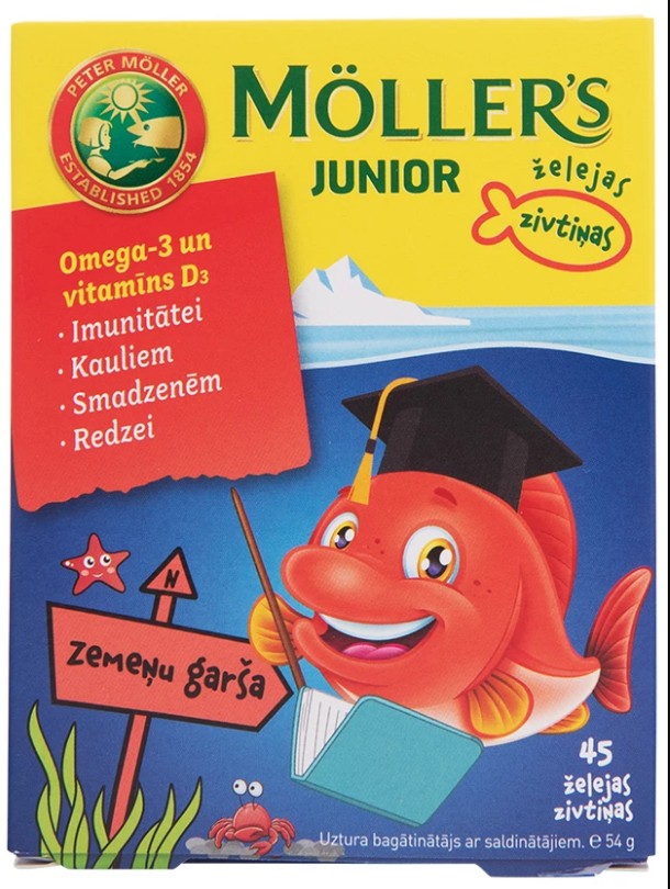 Möller's Omega-3 Junior Fish Oil with Strawberry Flavor, 45 lozenges